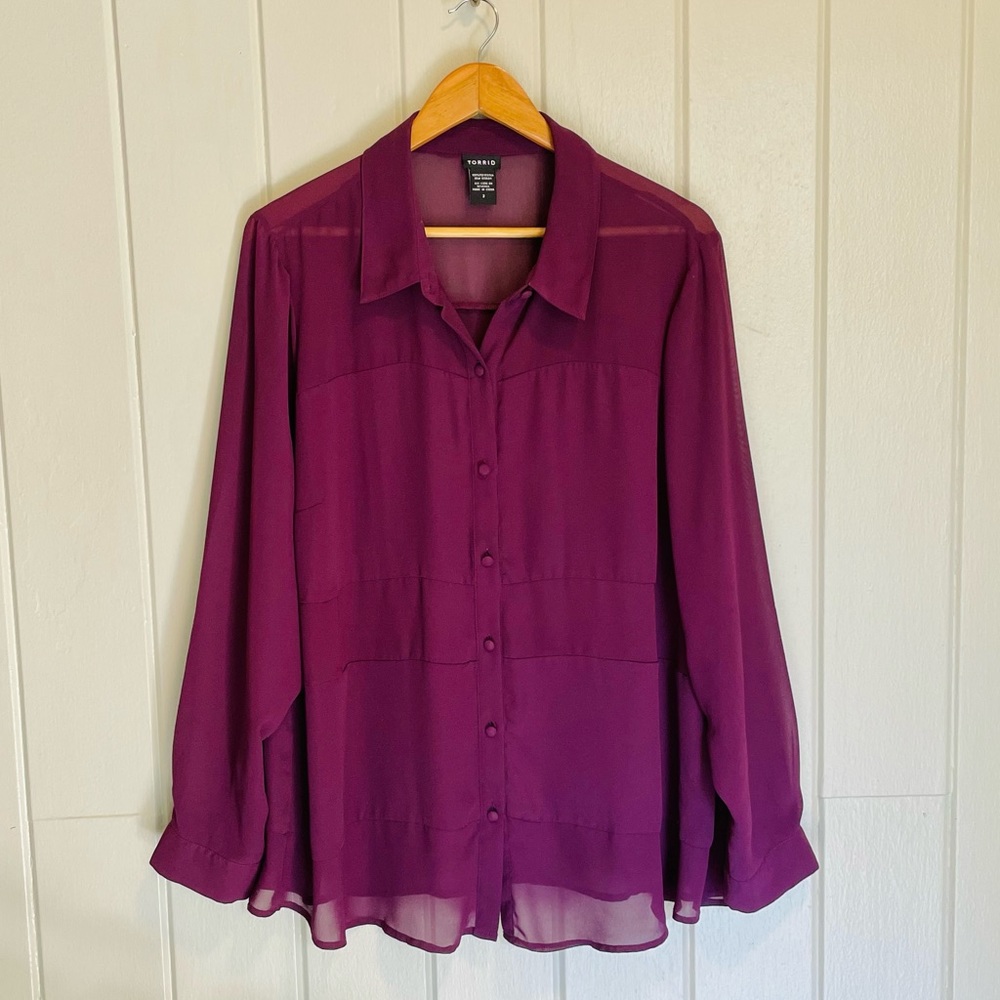 Torrid sheer long sleeve top plus size 2, 18/20